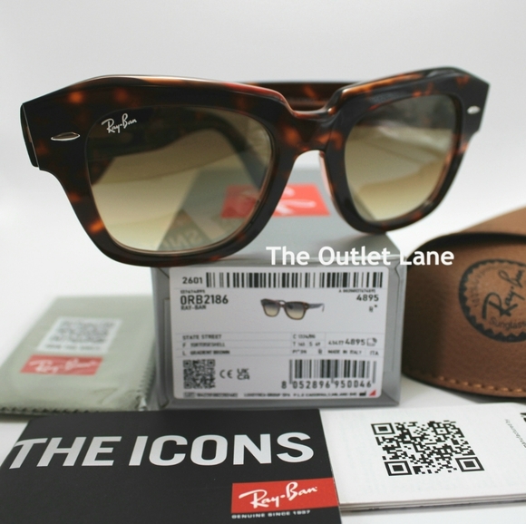 Model Display Ray-Ban State Street Gradient Brown RB2186 Tortoise - Picture 1 of 16